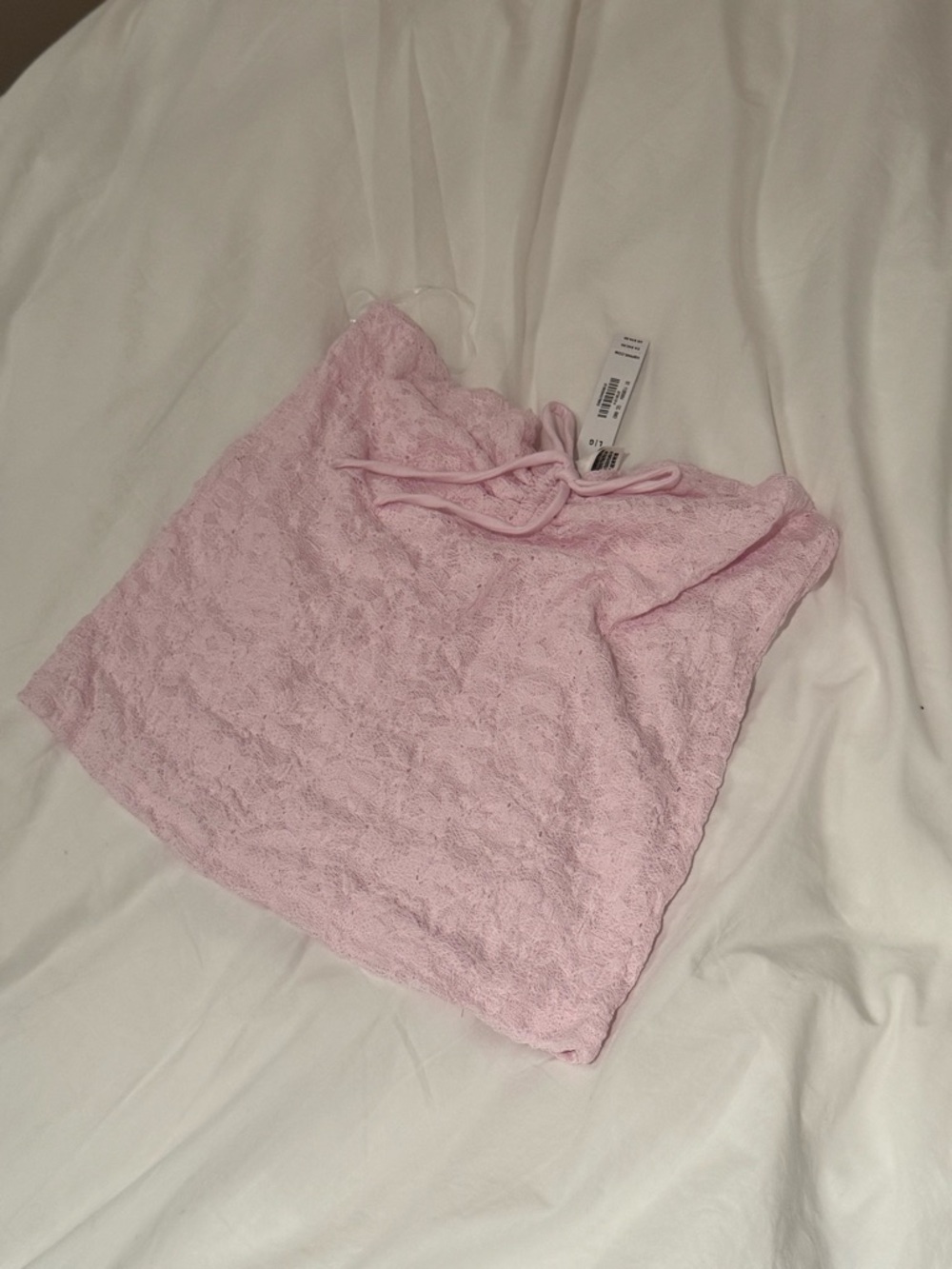PINK Victoria's Secret Light Pink Lace Strapless Top
